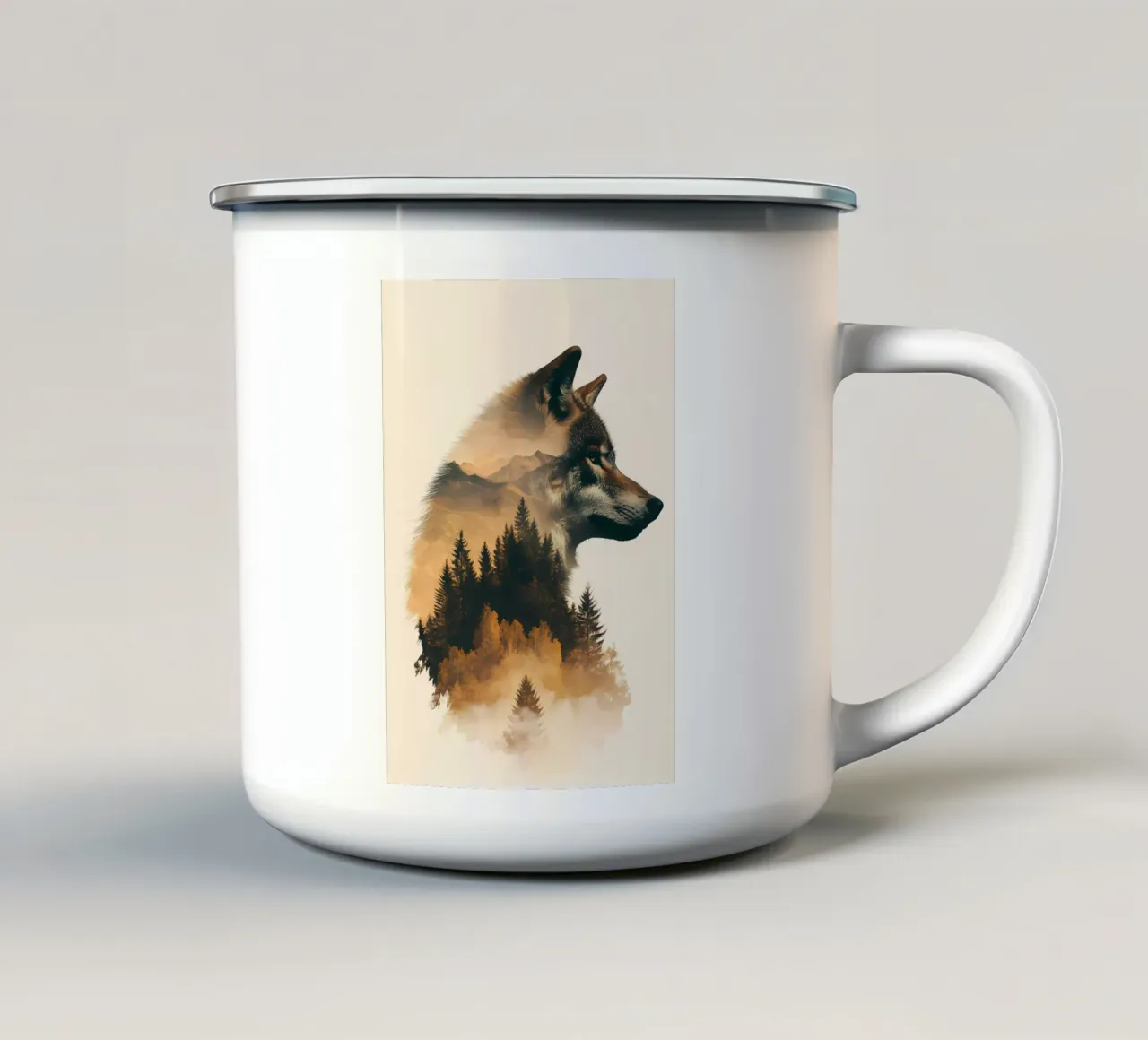 Animale lupo tazza in smalto da Pierre Walton