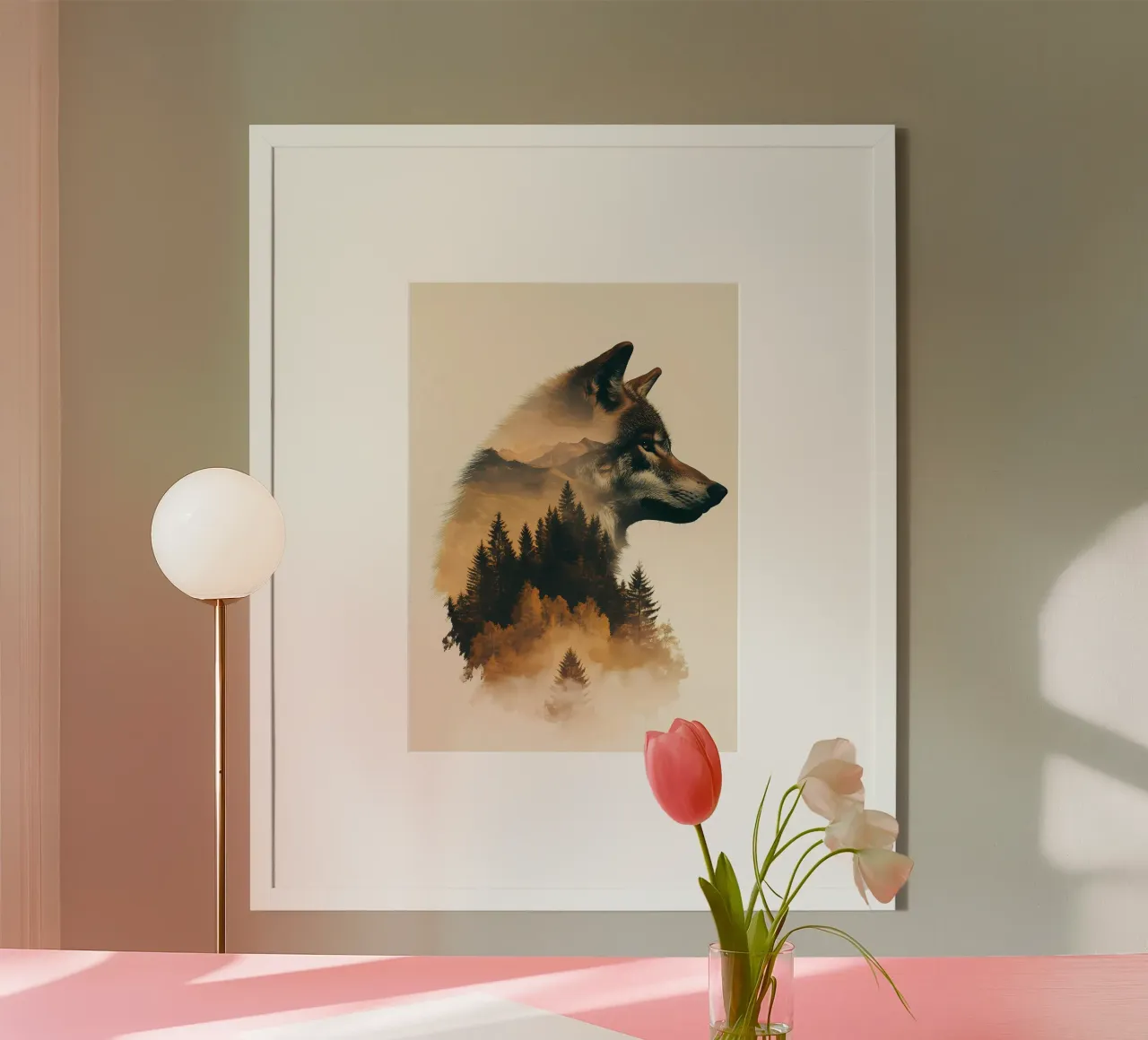 Wolf Dier poster van Pierre Walton