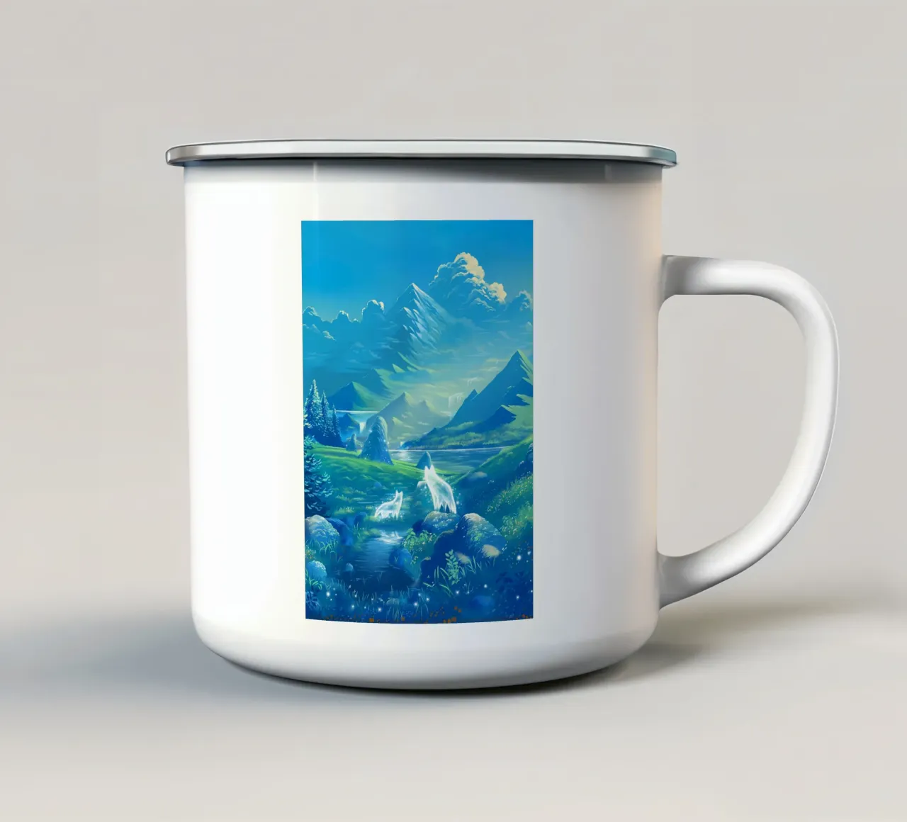 Animale lupo tazza in smalto da Pierre Walton