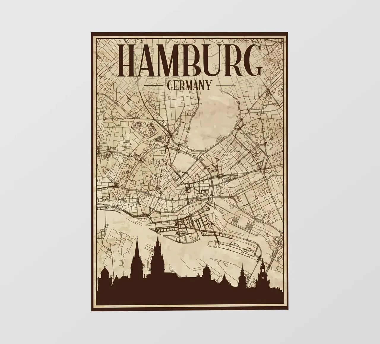 Amburgo Mappa Skyline pellicola backlit da Christopher Adams
