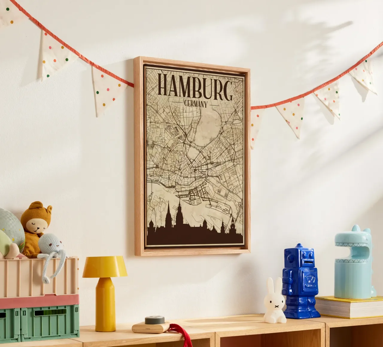 Amburgo Mappa Skyline tela con Cornice a cassetta da Christopher Adams