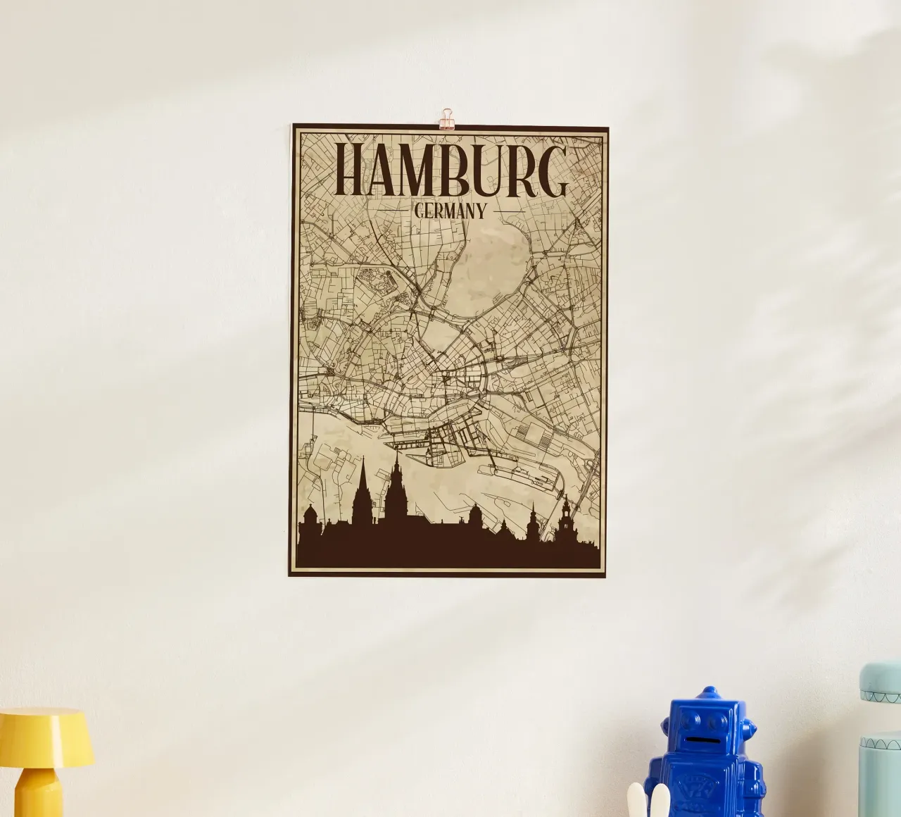 Amburgo Mappa Skyline carta hahnemühle da Christopher Adams