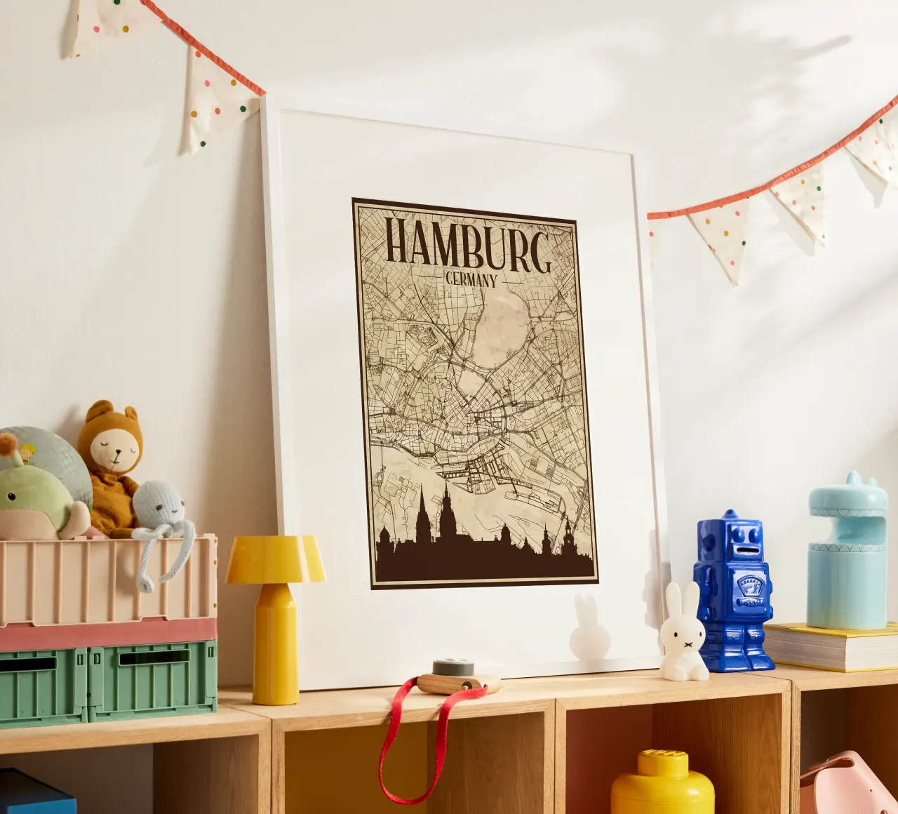Amburgo Mappa Skyline carta hahnemühle da Christopher Adams