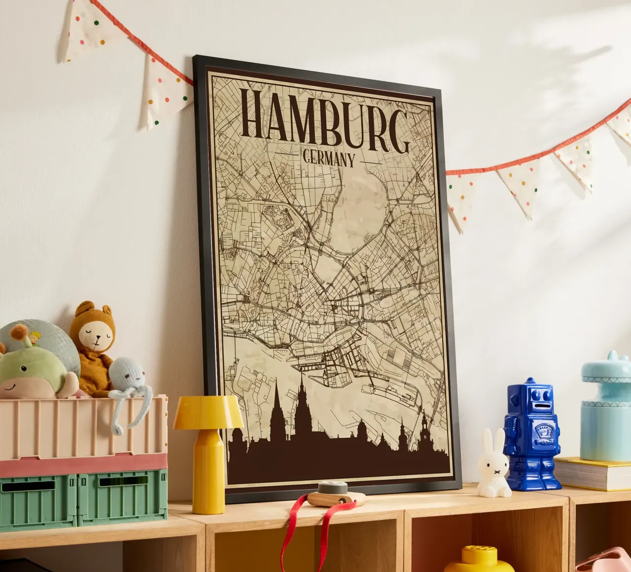 Amburgo Mappa Skyline carta hahnemühle da Christopher Adams