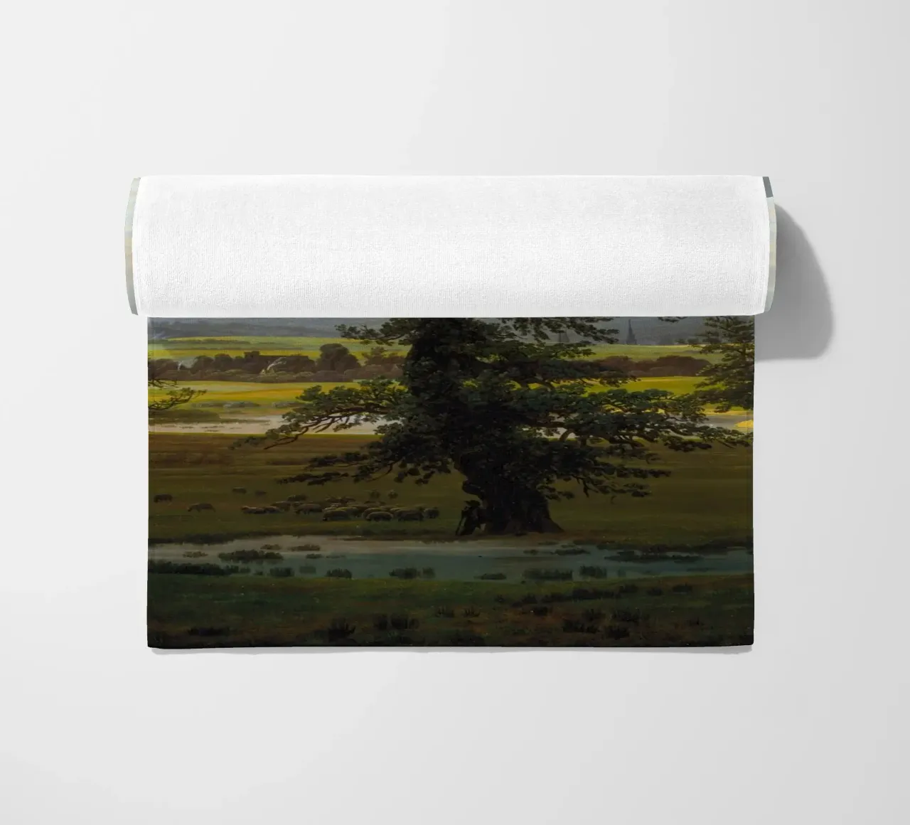 Caspar David Friedrich - The Lone Tree beach towel by Timeless Artworks