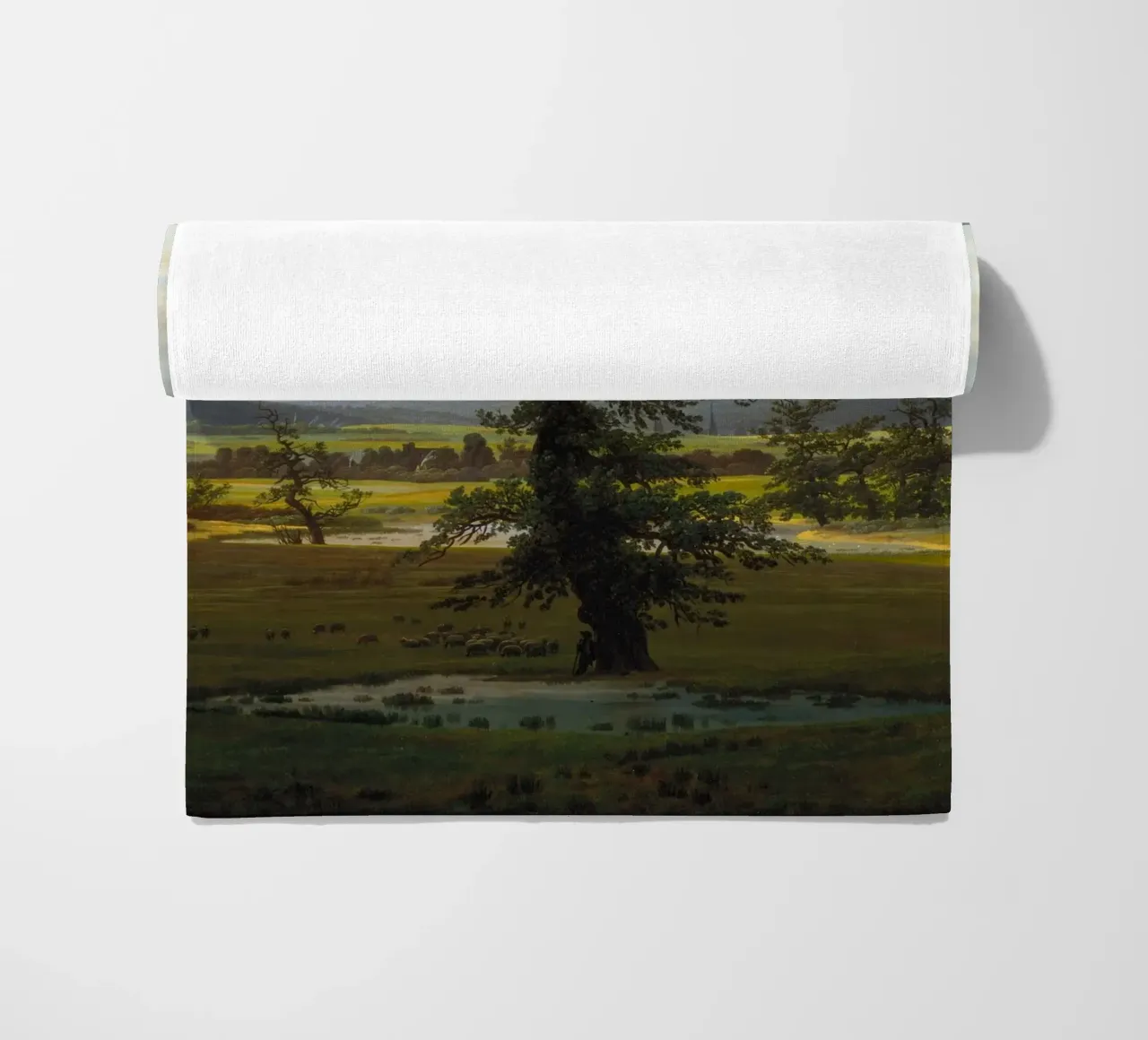 Caspar David Friedrich - The Lone Tree beach towel by Timeless Artworks