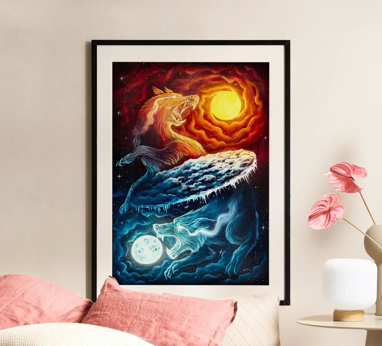 Animale lupo poster con telaio in alluminio da Pierre Walton