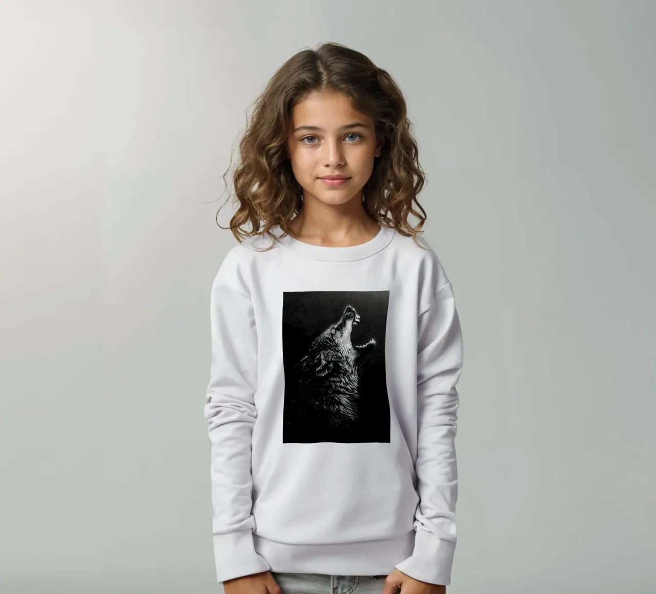 Wolf Animal kids sweatshirt by Pierre Walton