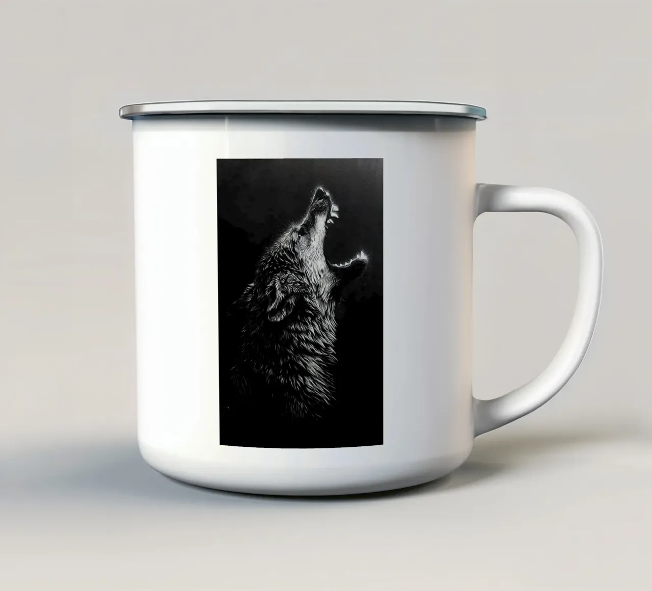 Animale lupo tazza in smalto da Pierre Walton