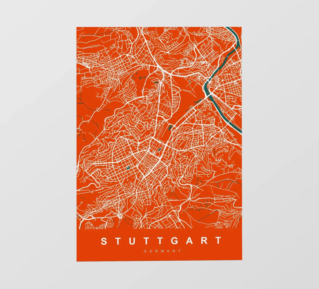 Mappa STUTTGART GERMANIA pellicola backlit da Christopher Adams