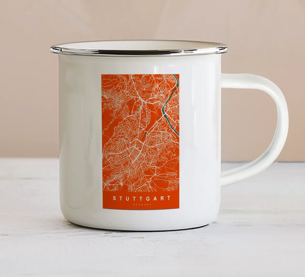 Mappa STUTTGART GERMANIA tazza in smalto da Christopher Adams
