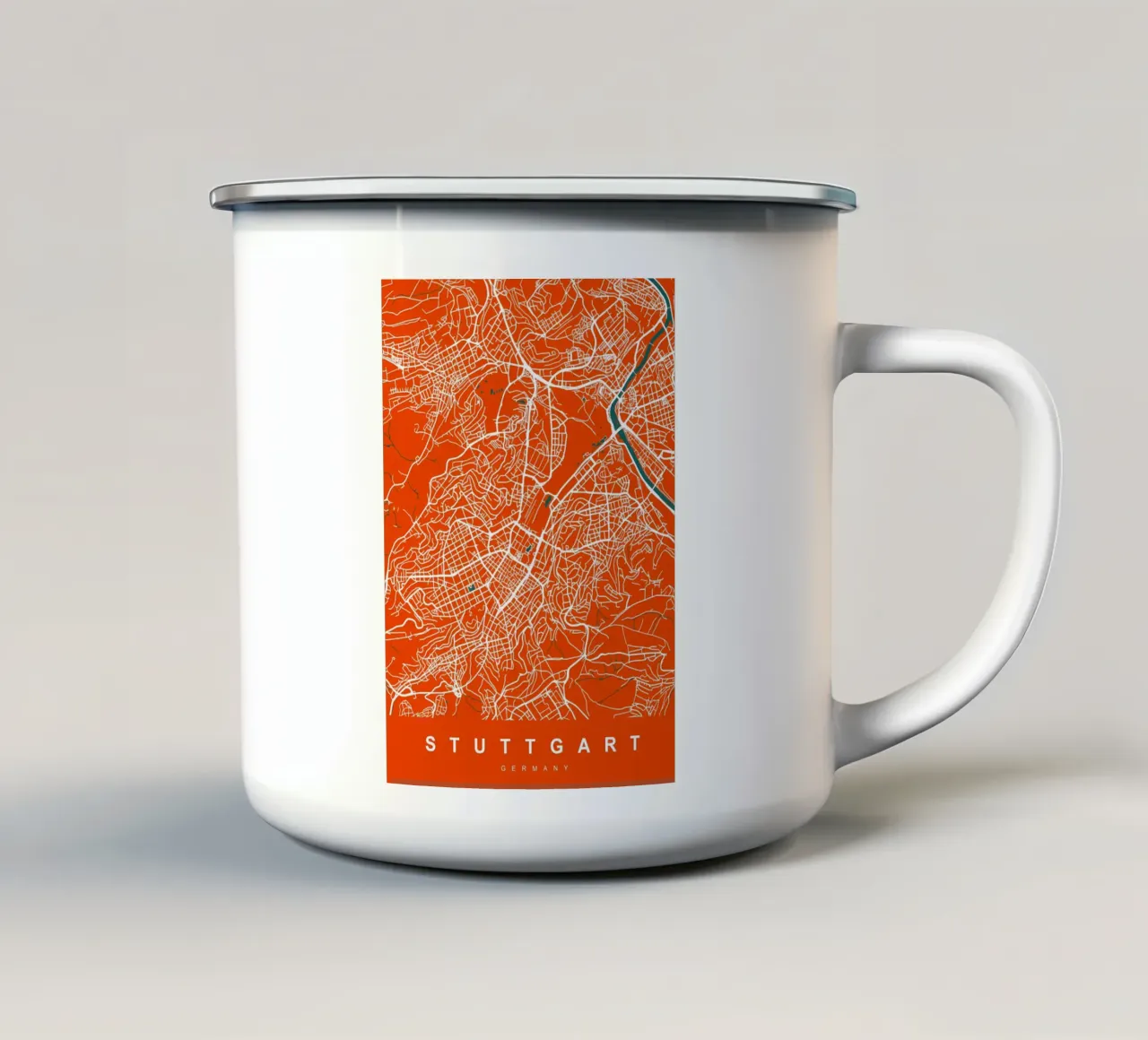 Mappa STUTTGART GERMANIA tazza in smalto da Christopher Adams
