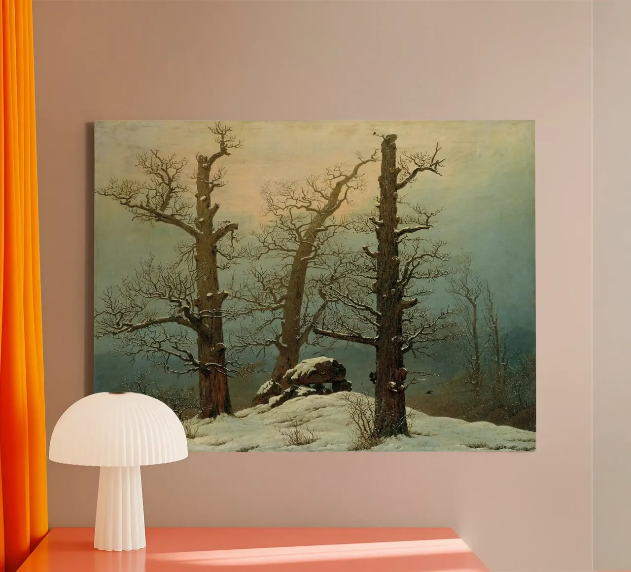 Caspar David Friedrich - Cairn nella neve tela con Cornice a cassetta da Timeless Artworks