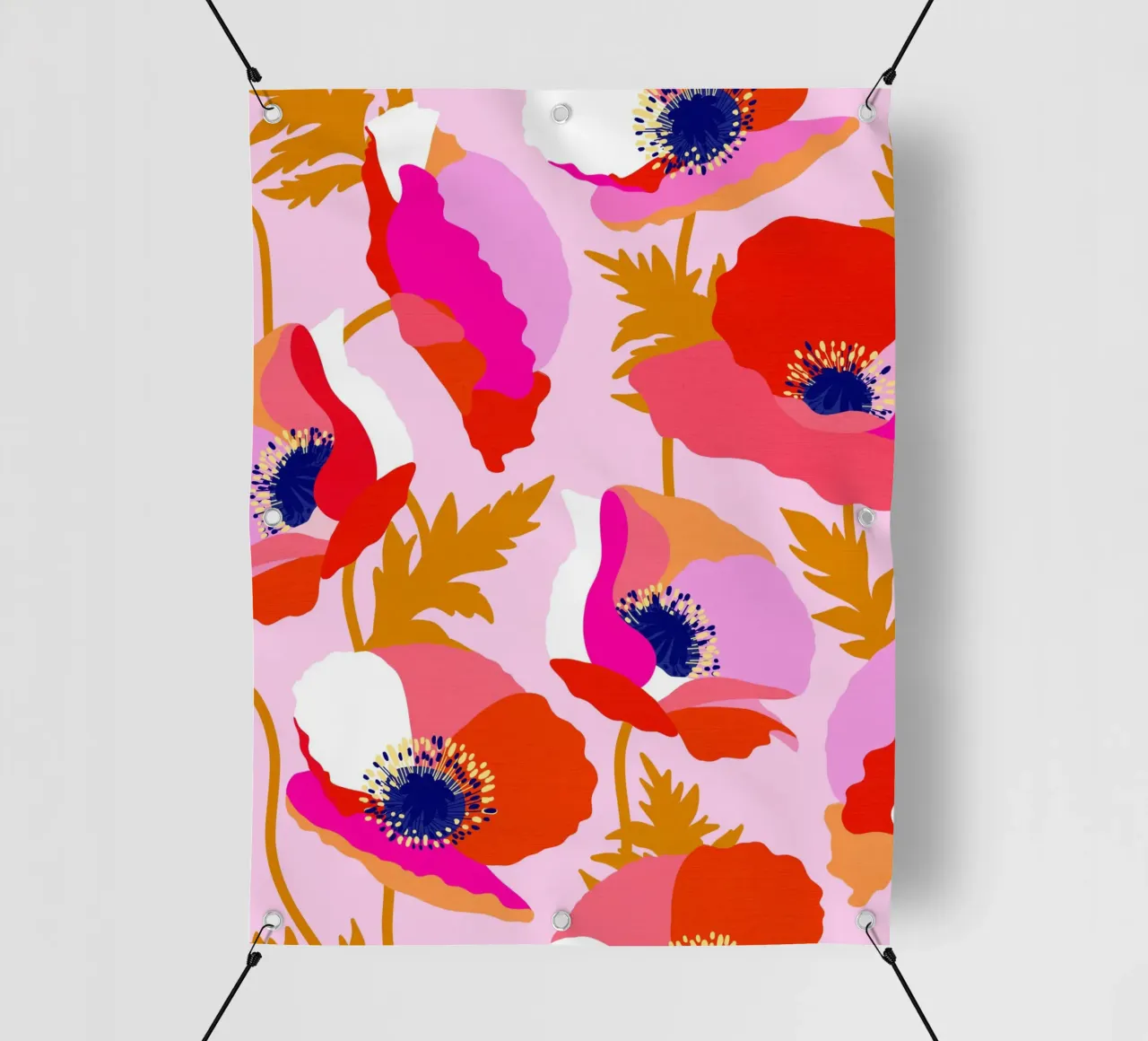 PAPI FELICI - Rosso e rosa botanico telo in pvc da Dominique Vari