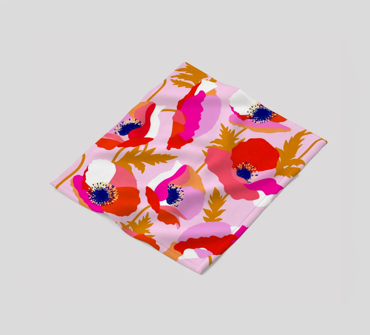 PAPI FELICI - Rosso e rosa botanico coperta in pile da Dominique Vari
