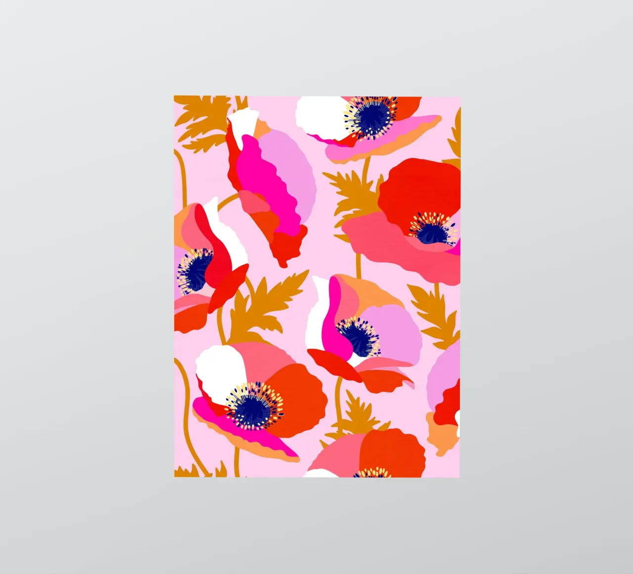 PAPI FELICI - Rosso e rosa botanico adesivo da Dominique Vari