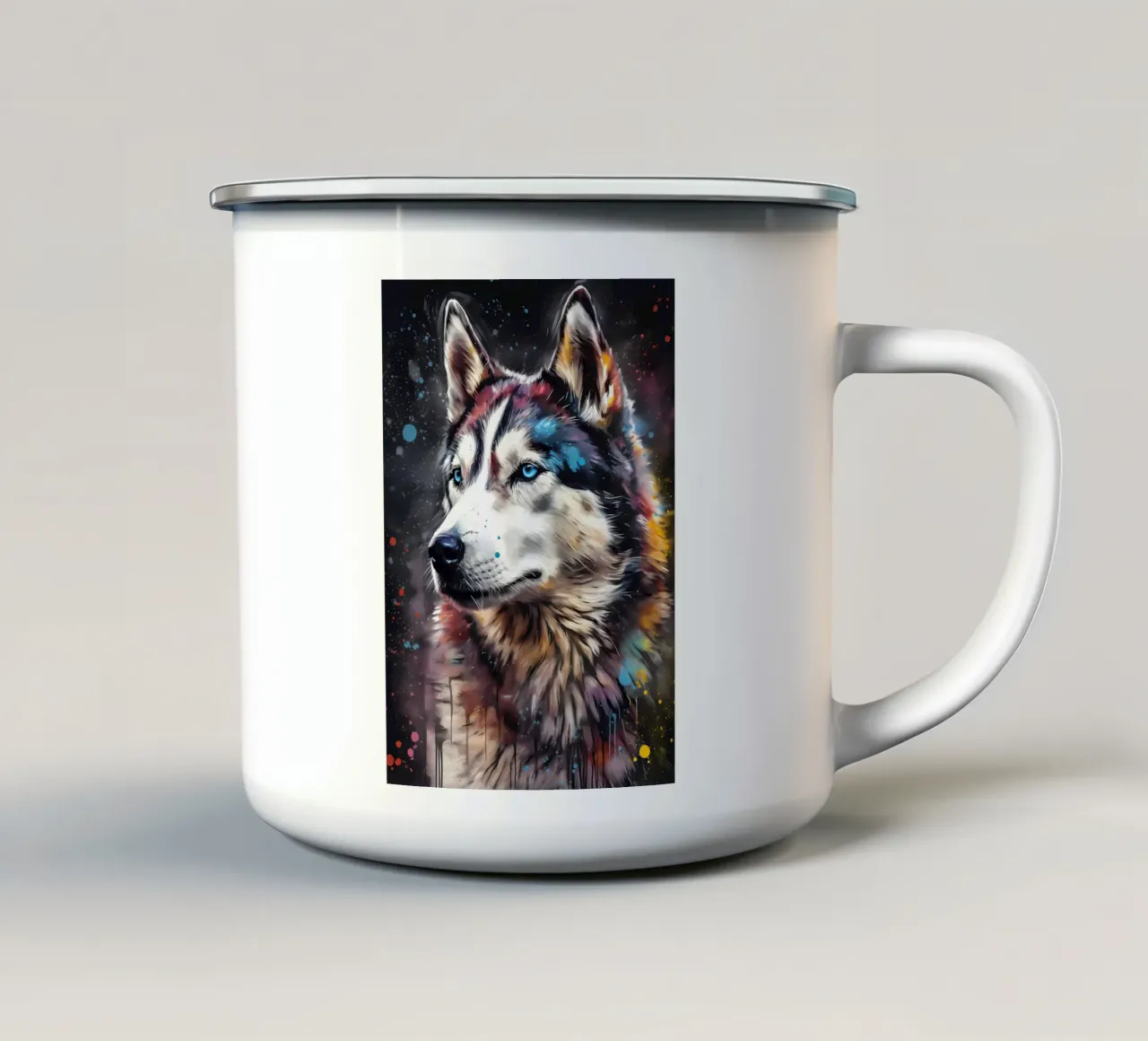 Animale lupo tazza in smalto da Pierre Walton