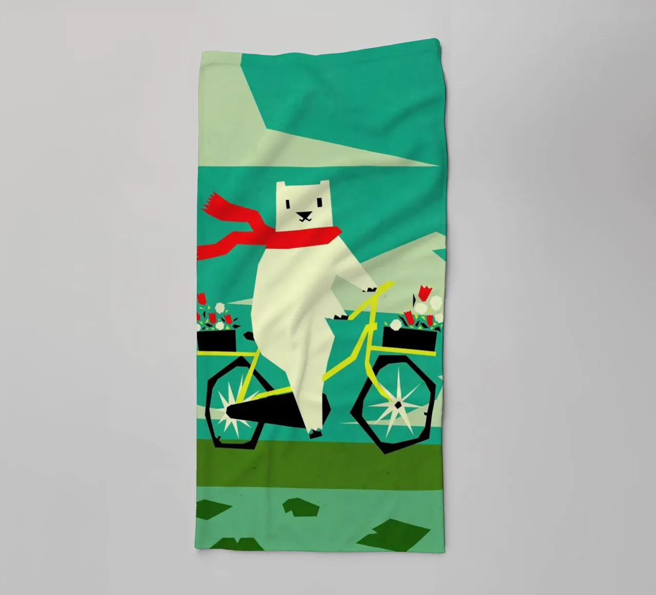 Yeti riding a bike badhanddoek van Yetiland