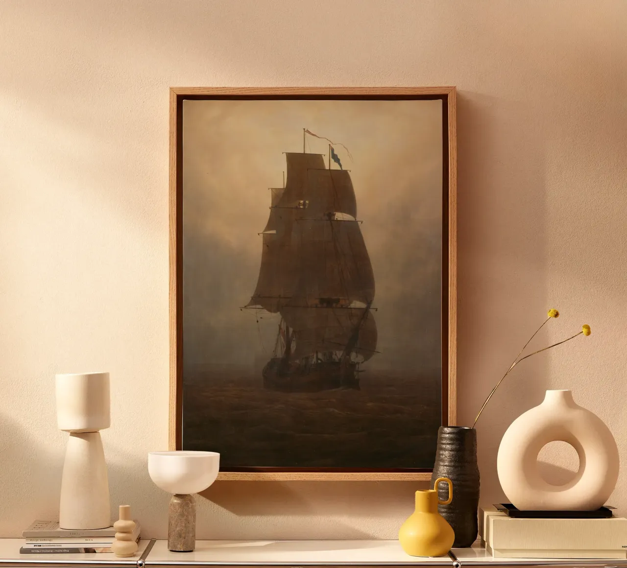 Caspar David Friedrich - Zeilschip canvas van Timeless Artworks