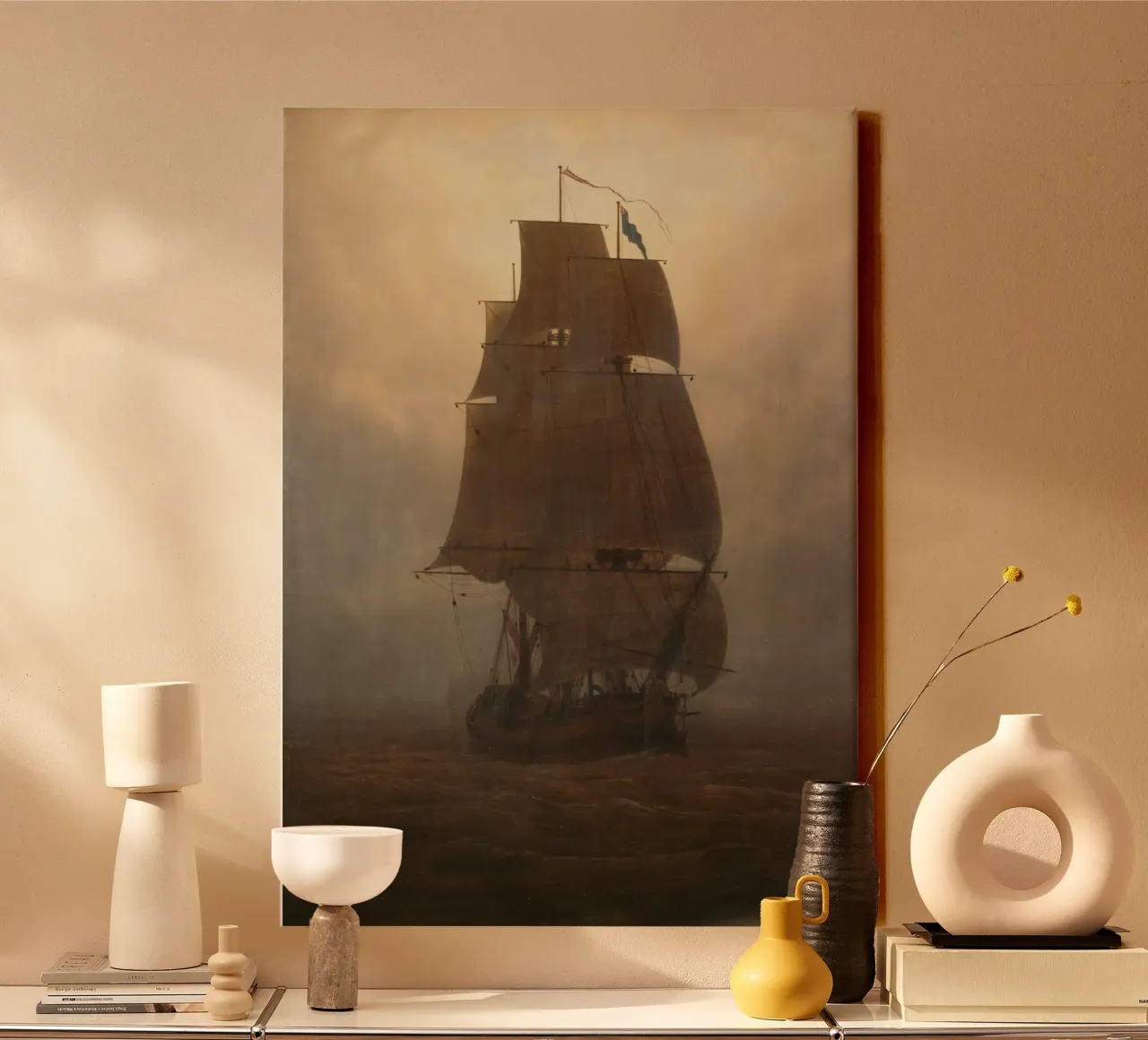 Caspar David Friedrich - Zeilschip canvas van Timeless Artworks