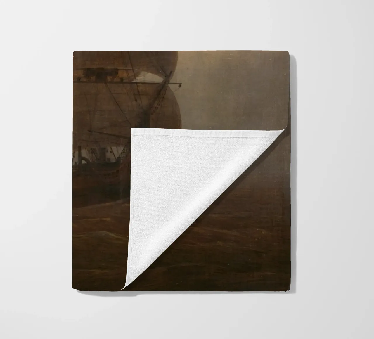Caspar David Friedrich - Sailing ship beach towel by Timeless Artworks