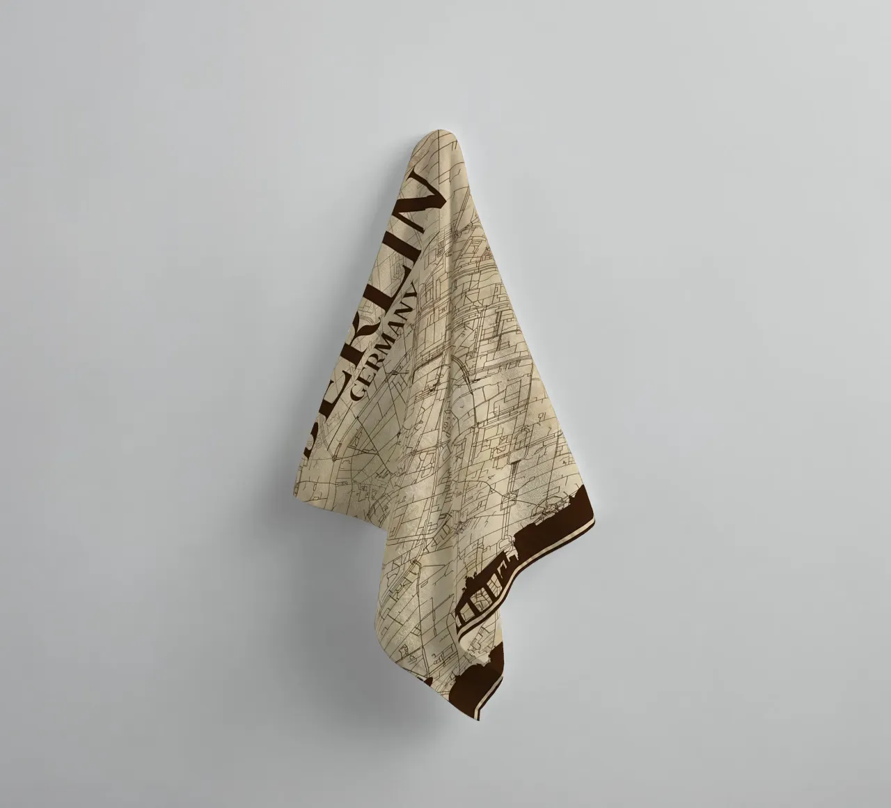 Berlin Map Skyline towel by Christopher Adams