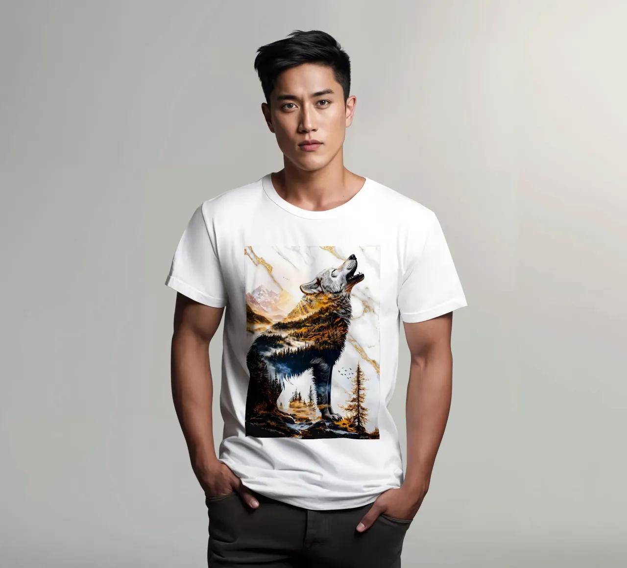 Animale lupo t-shirt da Pierre Walton