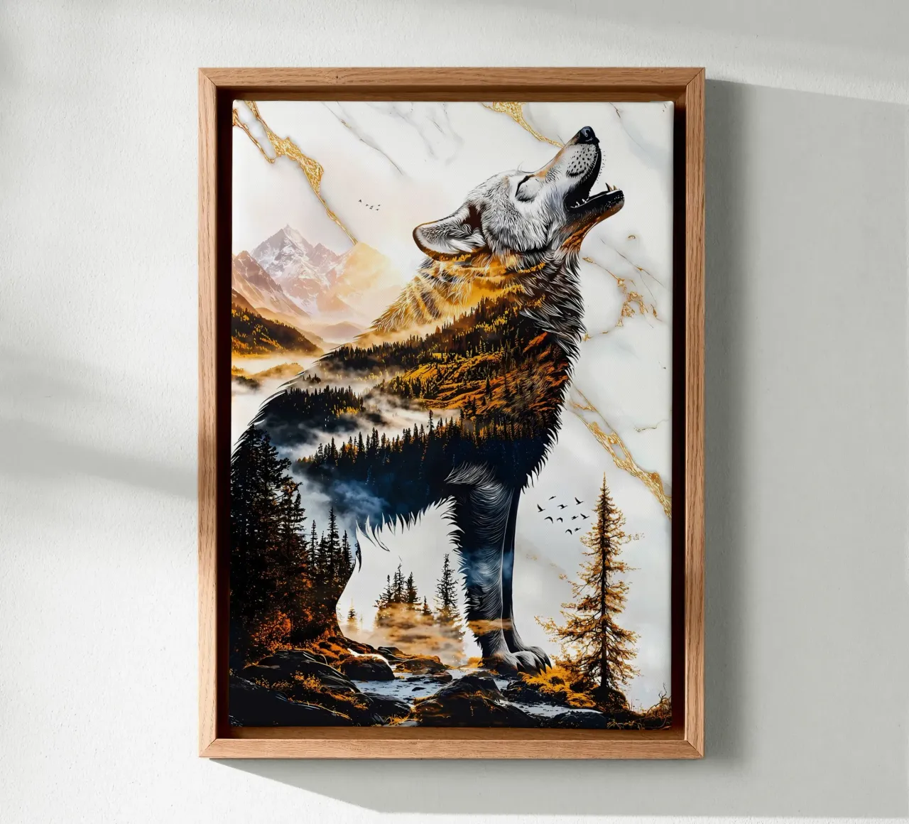 Animale lupo tela con Cornice a cassetta da Pierre Walton