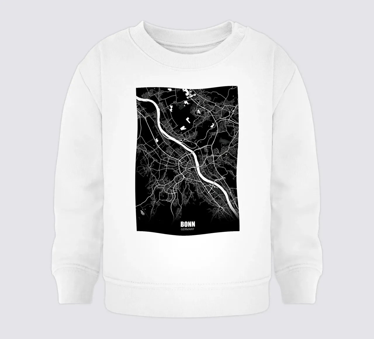 Bonn Germany Dark Map baby sweatshirt by Christopher Adams
