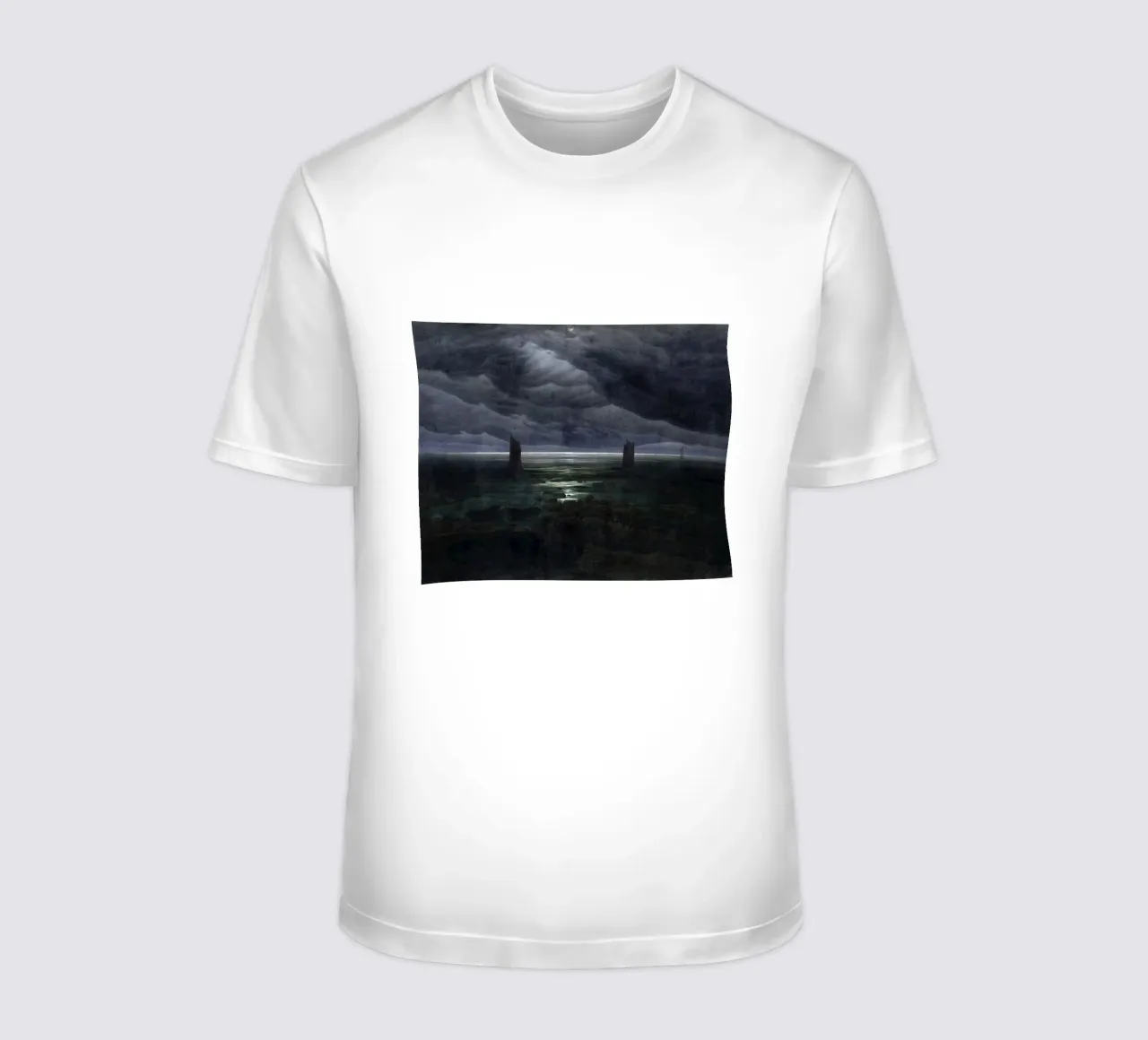 Caspar David Friedrich - Riva del mare al chiaro di luna t-shirt da Timeless Artworks