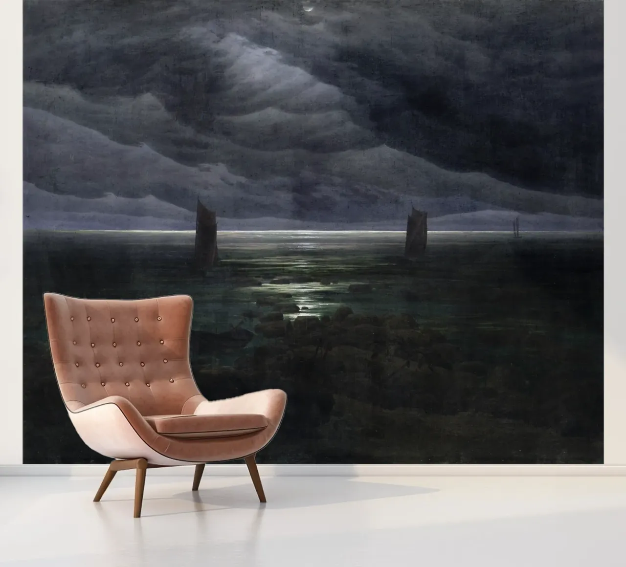 Caspar David Friedrich - Bord de mer au clair de lune papier peint photo de Timeless Artworks