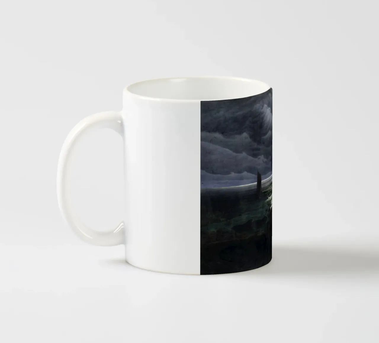 Caspar David Friedrich - Kust bij maanlicht keramische mok van Timeless Artworks