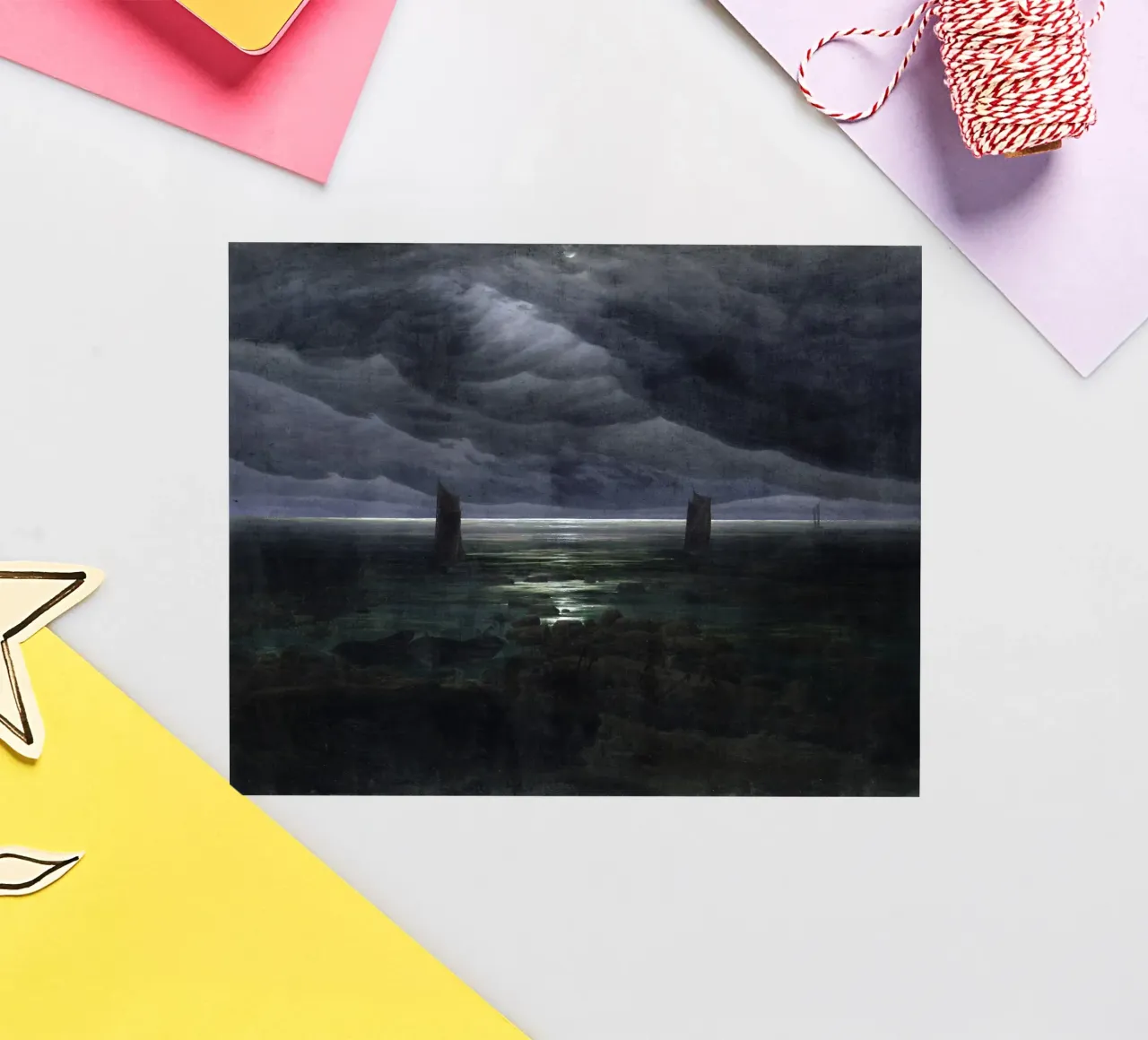Caspar David Friedrich - Sea Shore in Moonlight sticker by Timeless Artworks