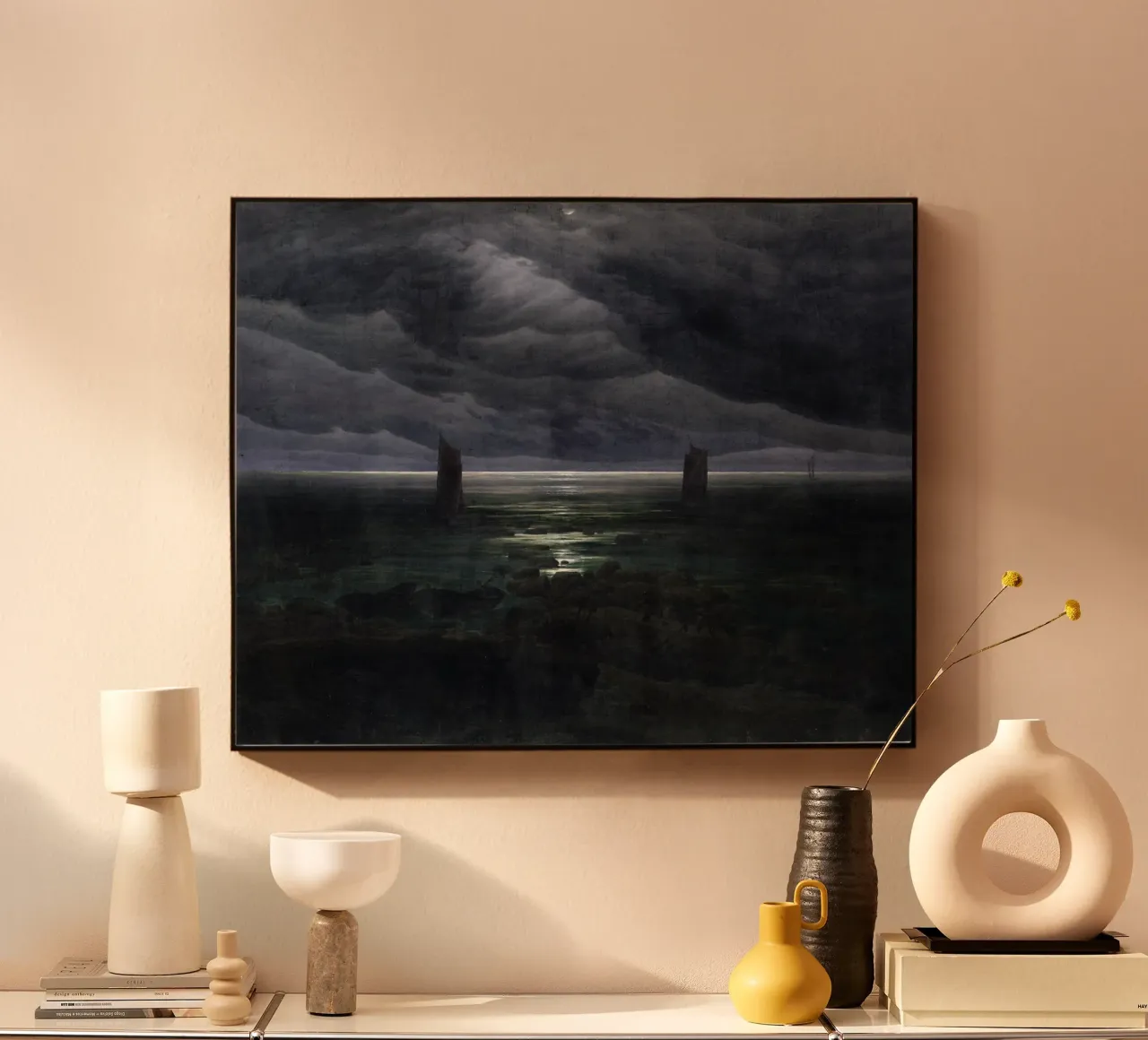 Caspar David Friedrich - Riva del mare al chiaro di luna alluminio dibond da Timeless Artworks