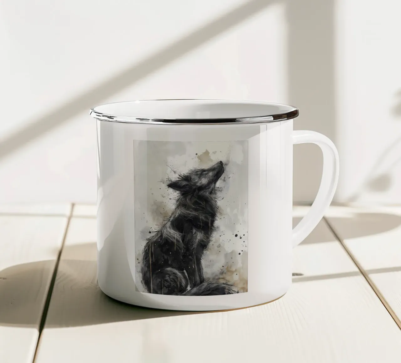 Animale lupo tazza in smalto da Pierre Walton