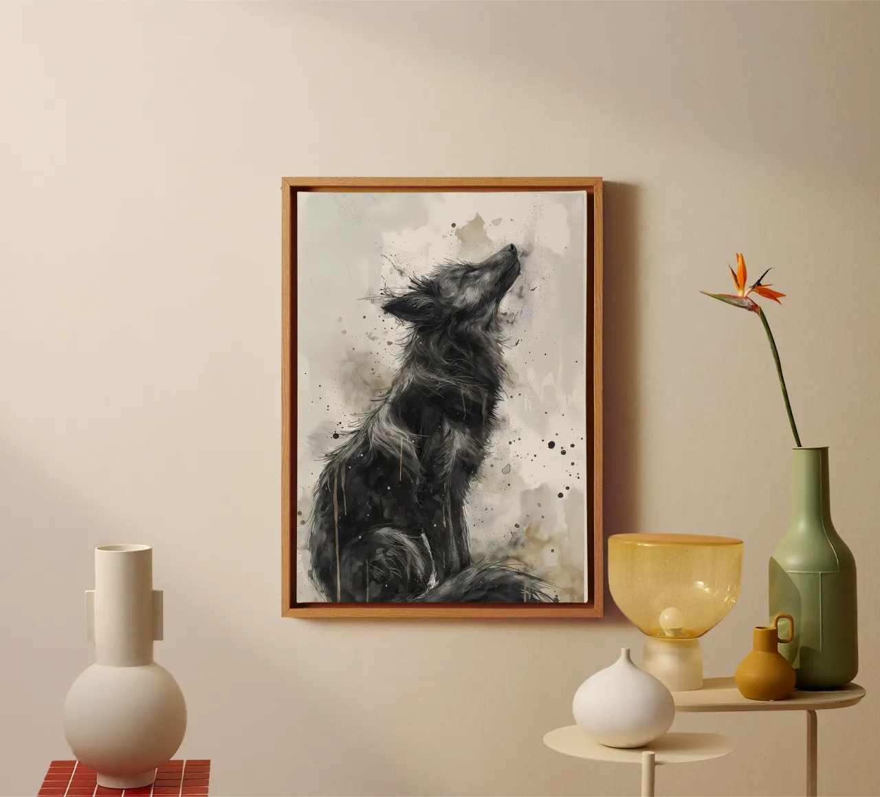 Animale lupo tela con Cornice a cassetta da Pierre Walton