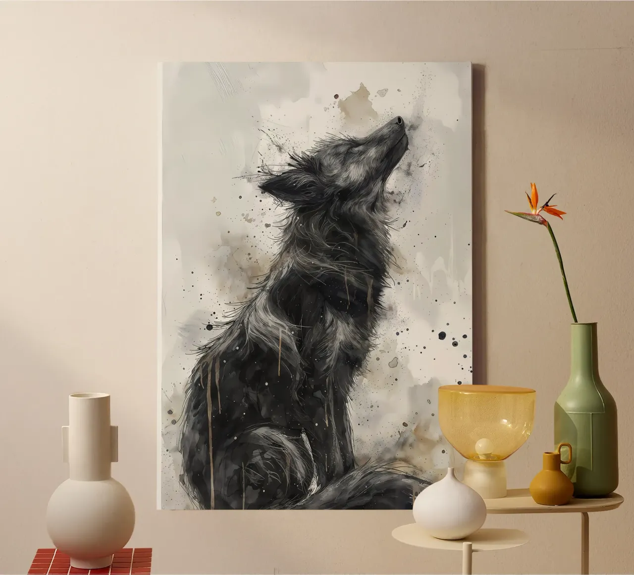 Animale lupo tela con Cornice a cassetta da Pierre Walton