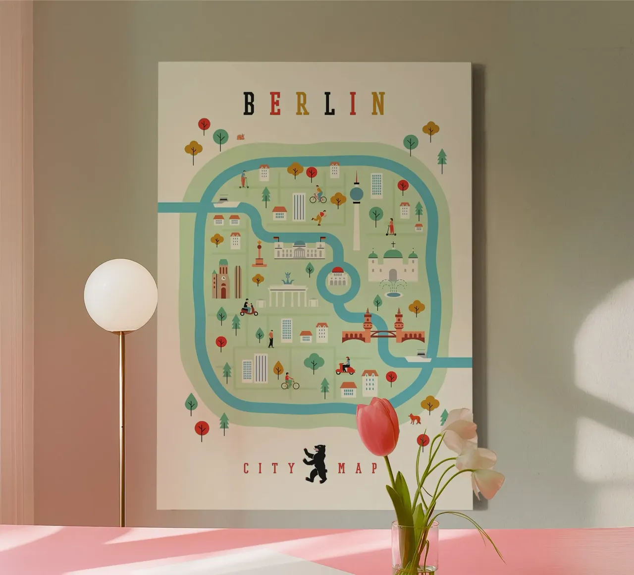 Germania Mappa della città di Berlino tela con Cornice a cassetta da Christopher Adams
