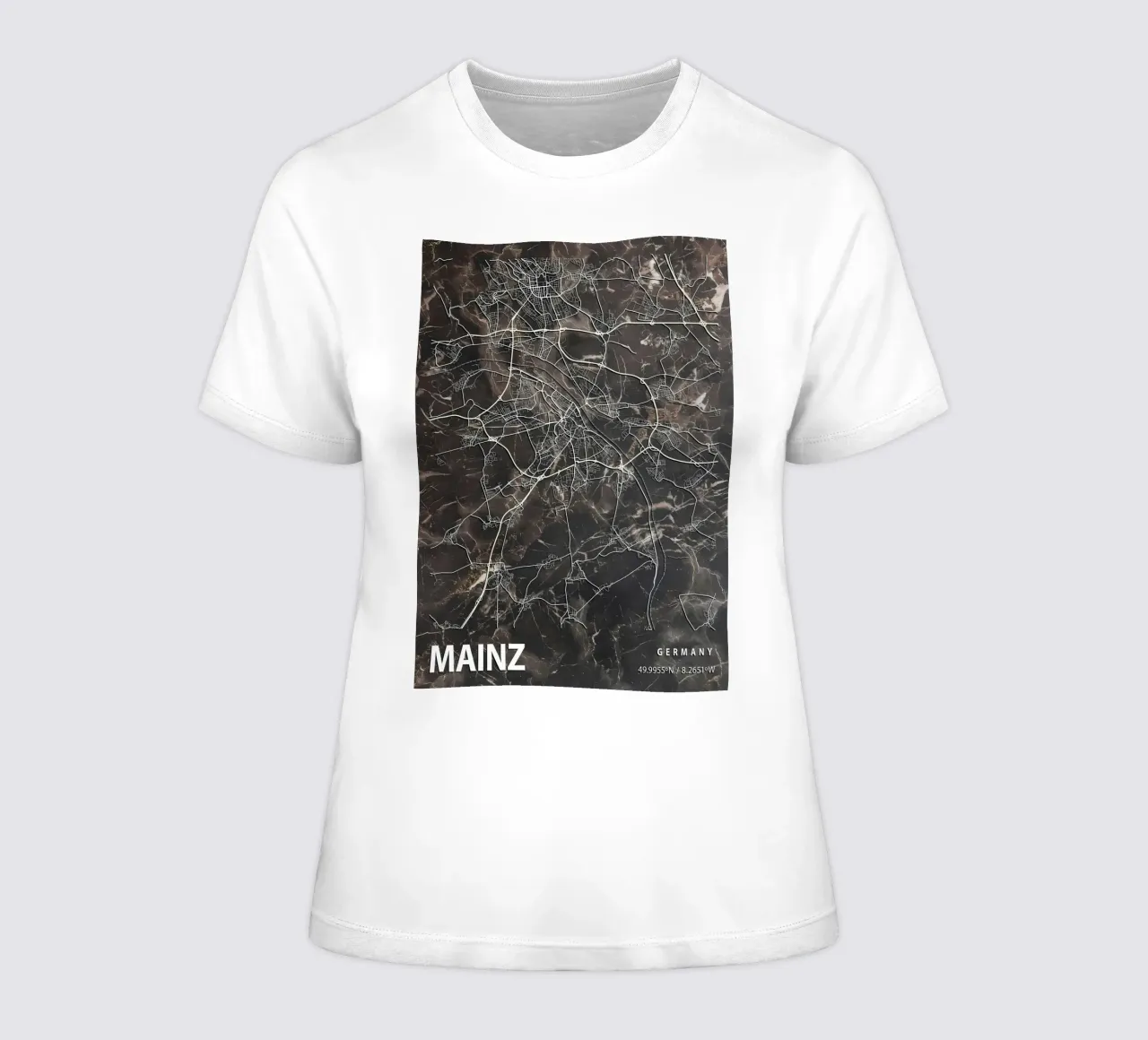 MAINZ CITY MAP women's fitted t-shirt by Christopher Adams