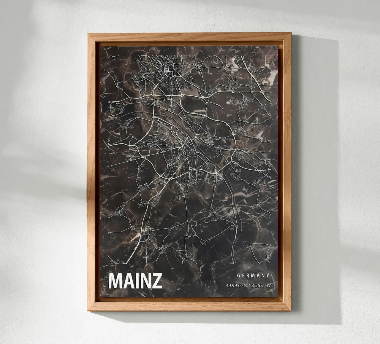 MAPPA DELLA CITTA' DI MAINZ alluminio dibond da Christopher Adams