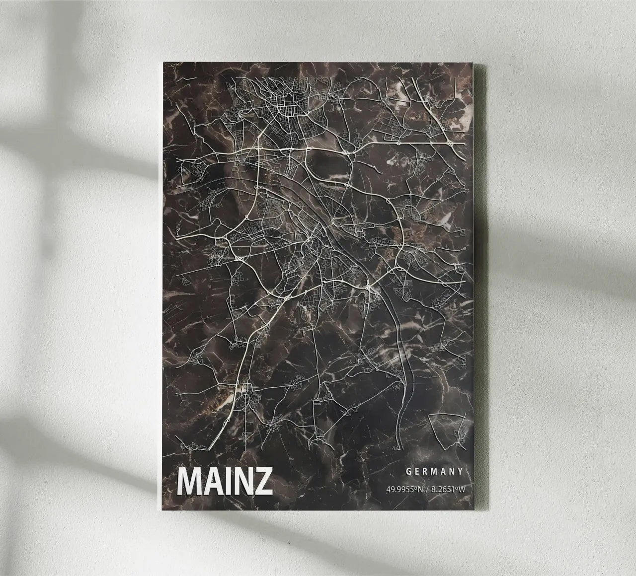 MAPPA DELLA CITTA' DI MAINZ tela con Cornice a cassetta da Christopher Adams