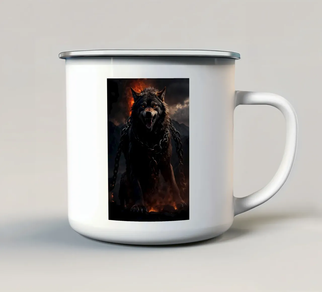 Animale lupo tazza in smalto da Pierre Walton