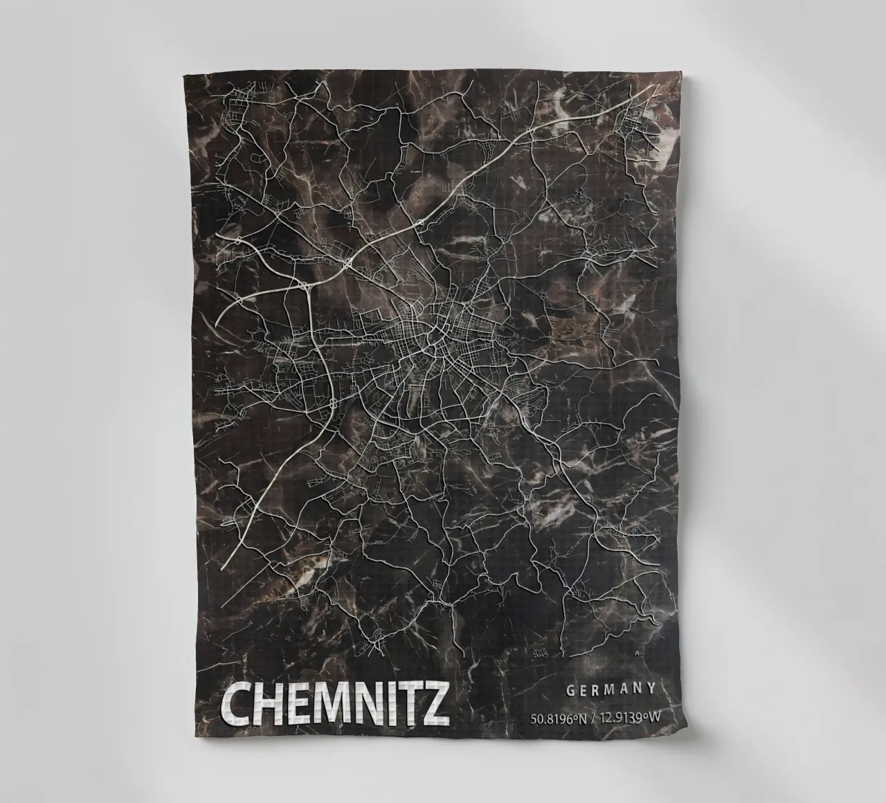 STADSPLATTEGROND CHEMNITZ theedoek van Christopher Adams