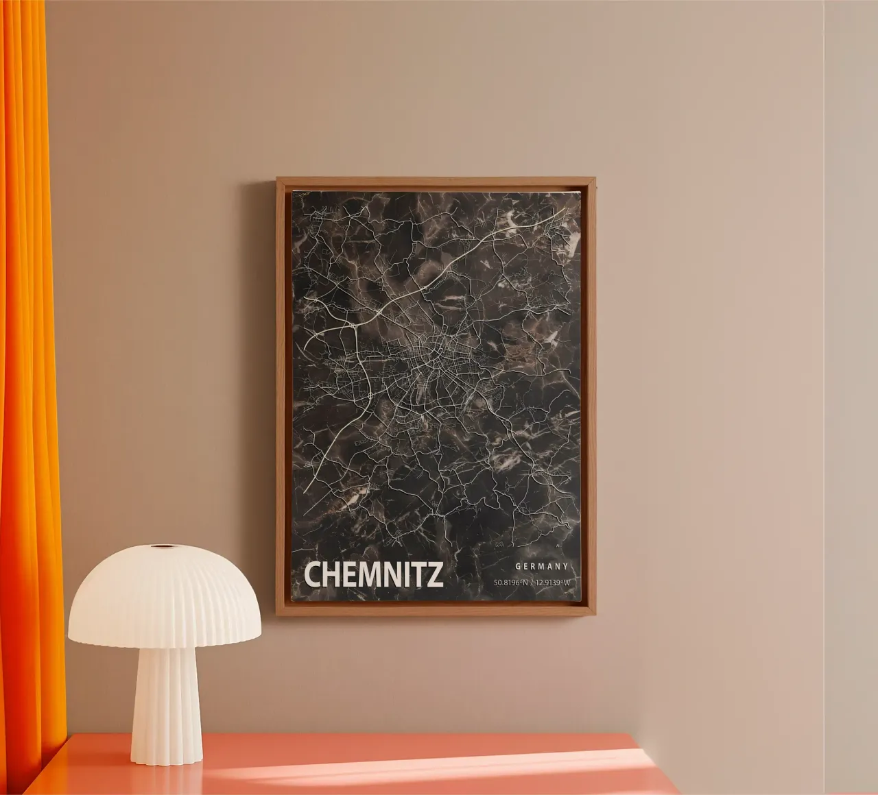 STADSPLATTEGROND CHEMNITZ canvas met Baklijst van Christopher Adams