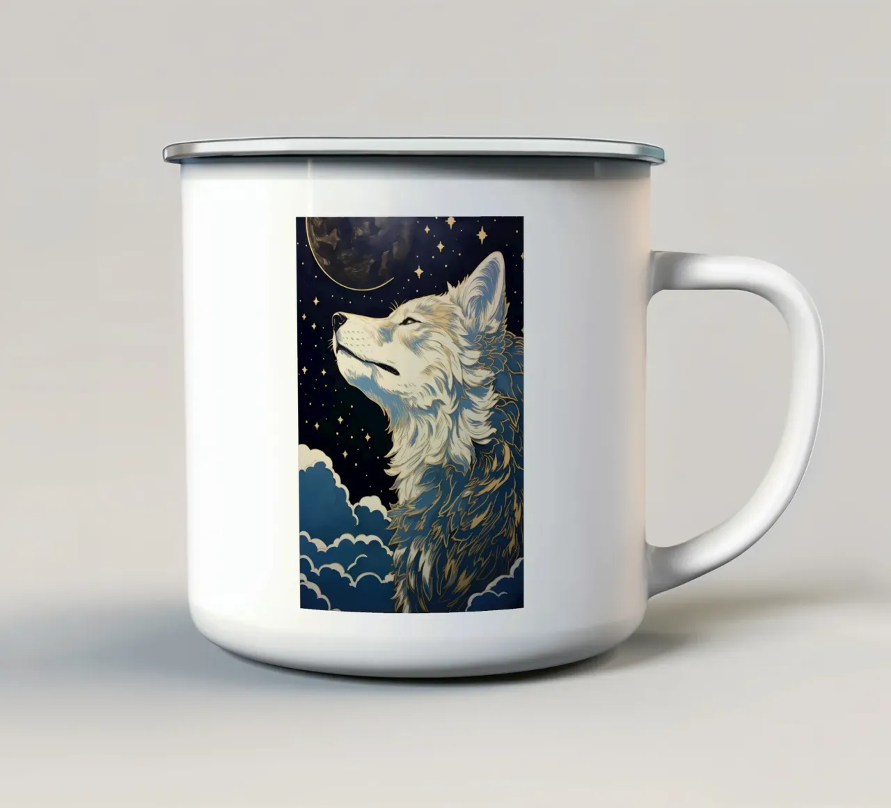 Animale lupo tazza in smalto da Pierre Walton