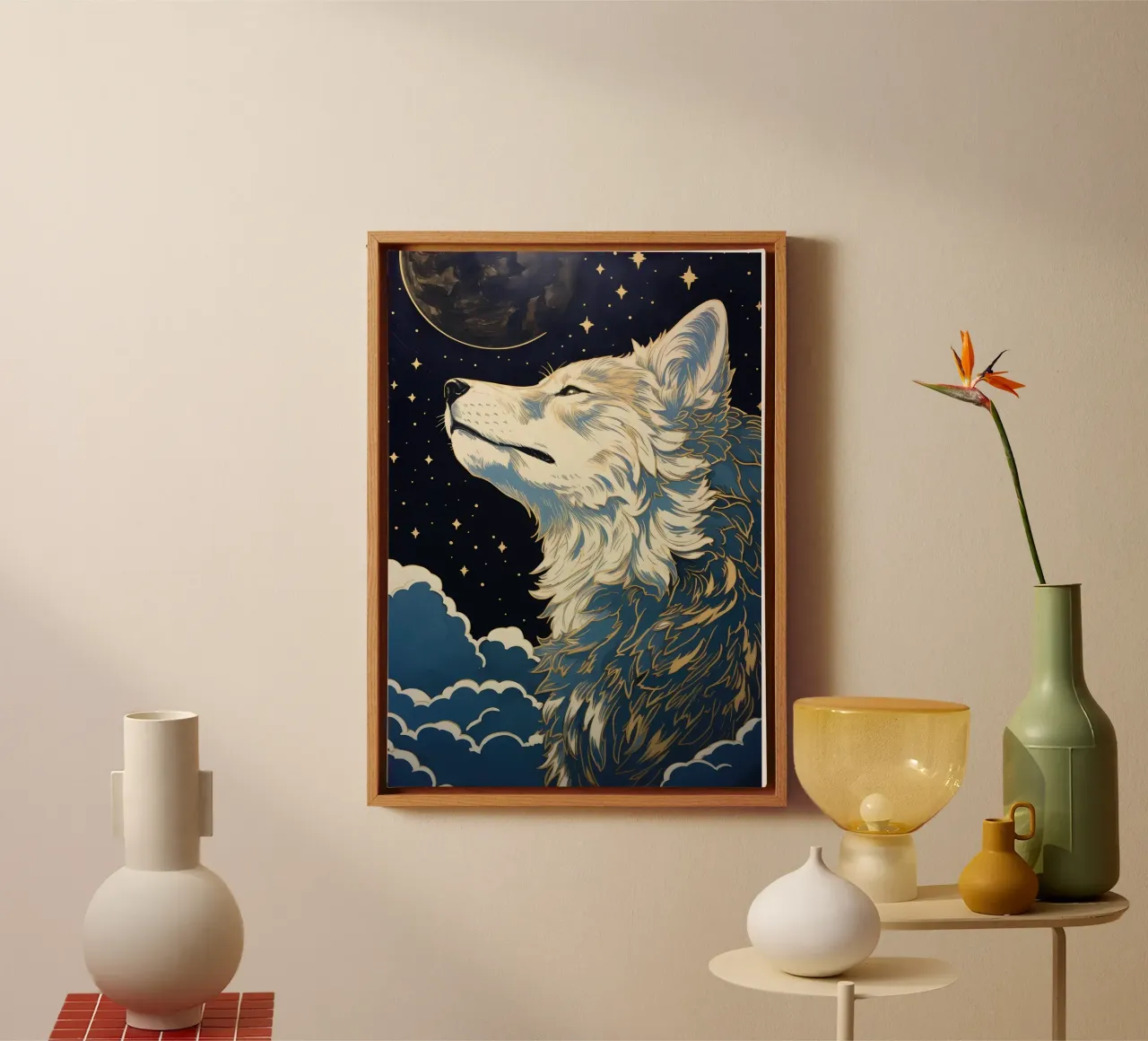 Animale lupo tela con Cornice a cassetta da Pierre Walton