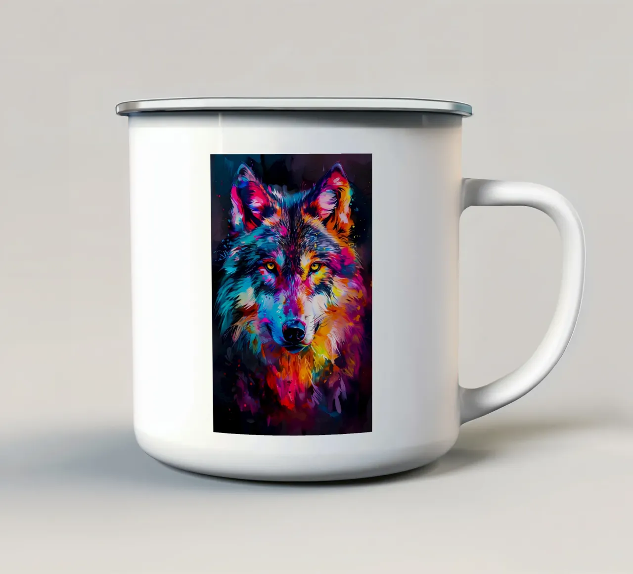 Animale lupo tazza in smalto da Pierre Walton