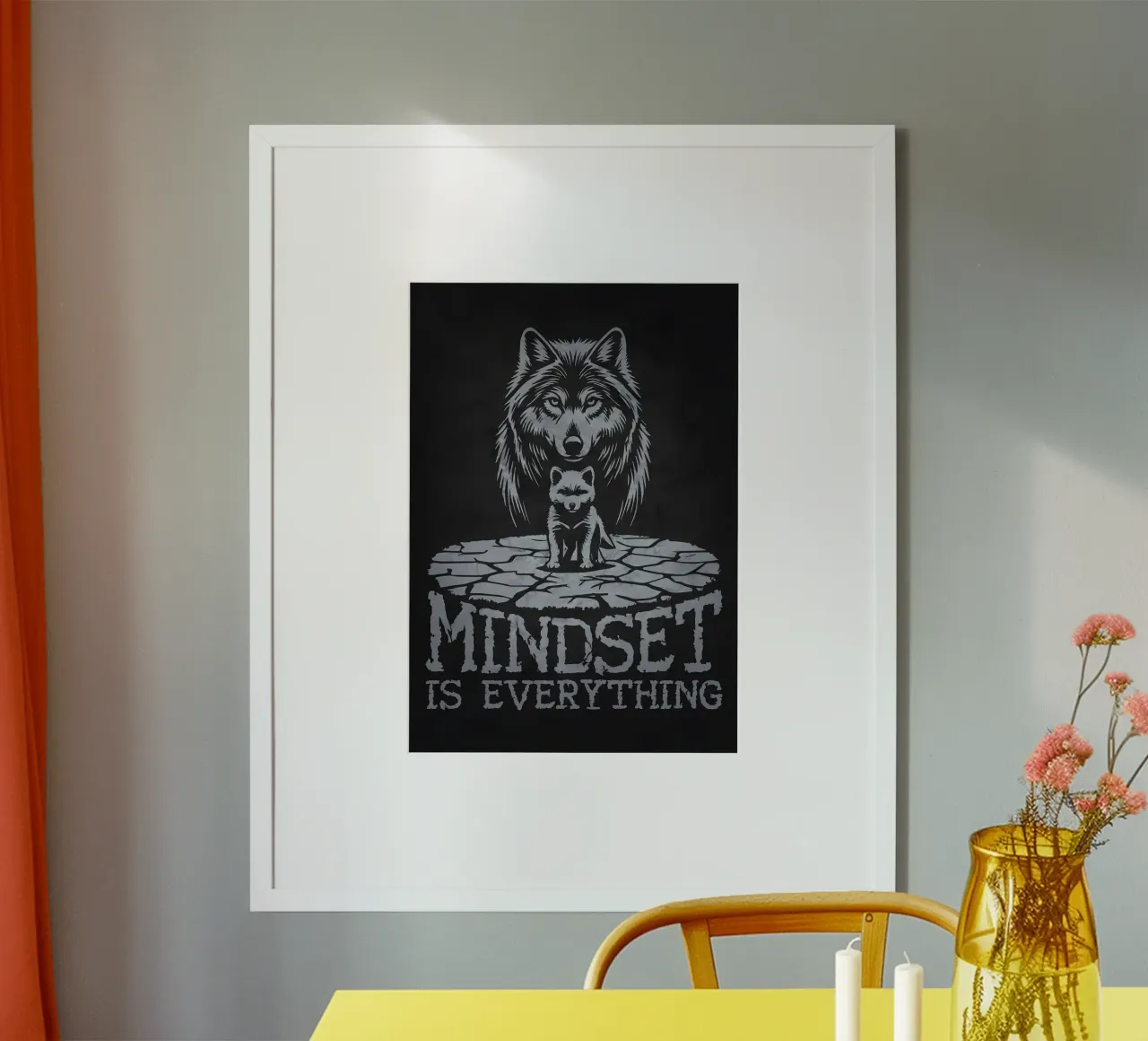 Animale lupo poster con telaio in legno da Pierre Walton