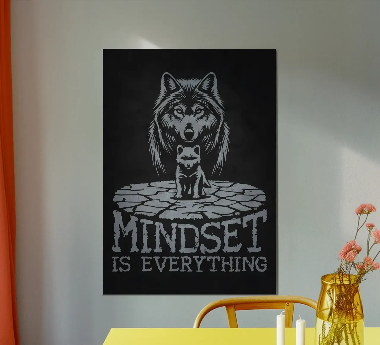 Animale lupo poster con telaio in legno da Pierre Walton
