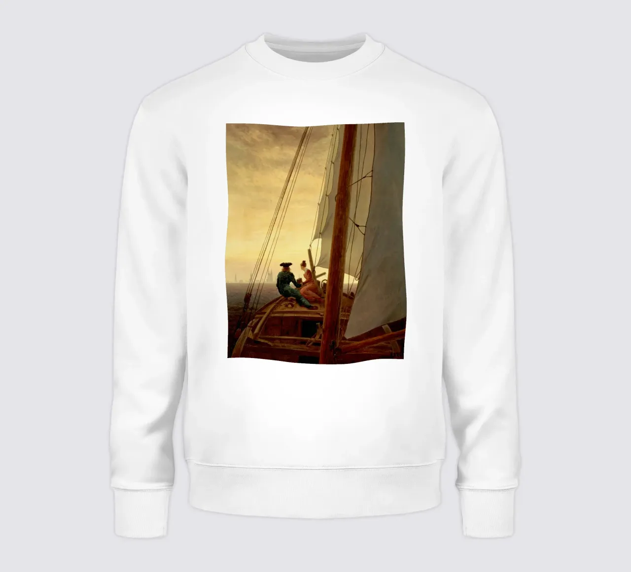 Caspar David Friedrich - A Sulla nave a vela felpa da Timeless Artworks
